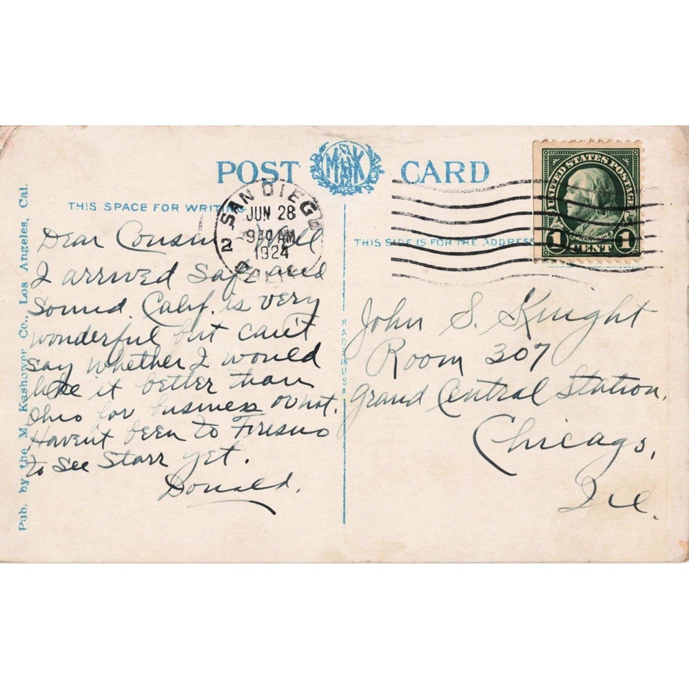 Vintage 1924 Ramona's Marriage Place Postcard Old Town San Diego California VG - Picture 2 of 2